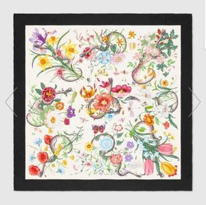 Gucci Flora Snake Print Scarf